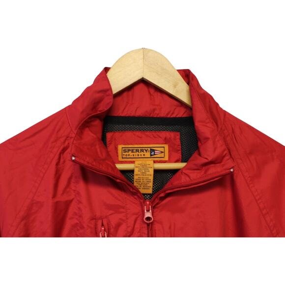 Sperry Top Sider Windbreaker Men’s Medium Red Full Zip Water Resistant Jacket - Picture 2 of 7